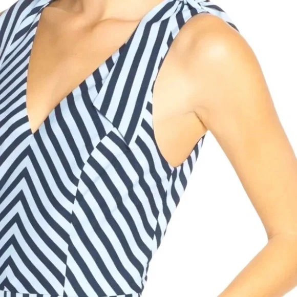 Charles Henry stripe tie shoulder jumpsuit navy size L - Picture 4 of 11